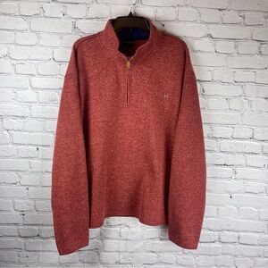 Crown & Ivy Sweater Fleece‎ Mens 2XL Red Pullover Mock Neck Quarter Zip
